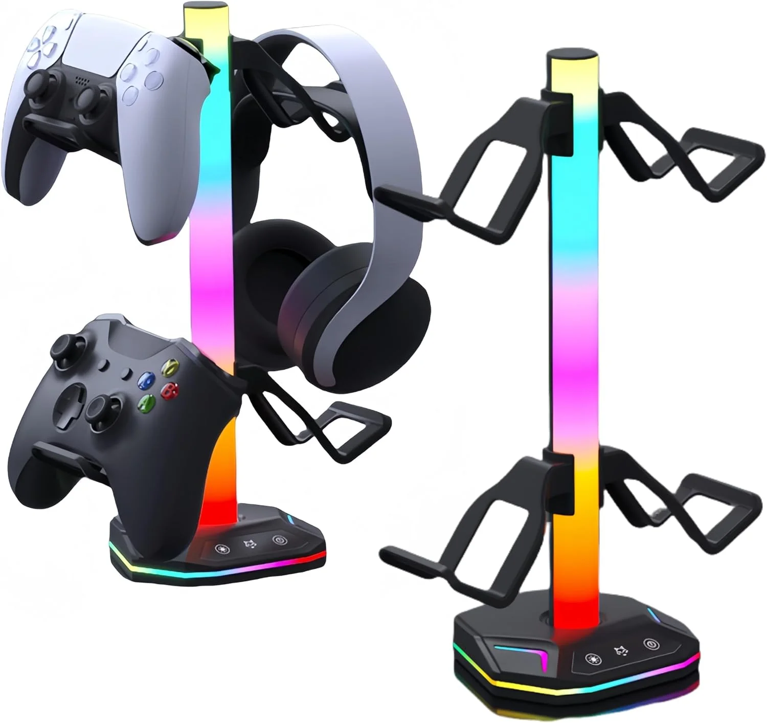 پایه هدفون RGB بیگ تری، پایه هدست گیمینگ و کنترلر، با 2 پورت شارژ USB، حالت های نوری متنوع و لاستیک ضد لغزش، مناسب برای تمام لوازم جانبی هدفون