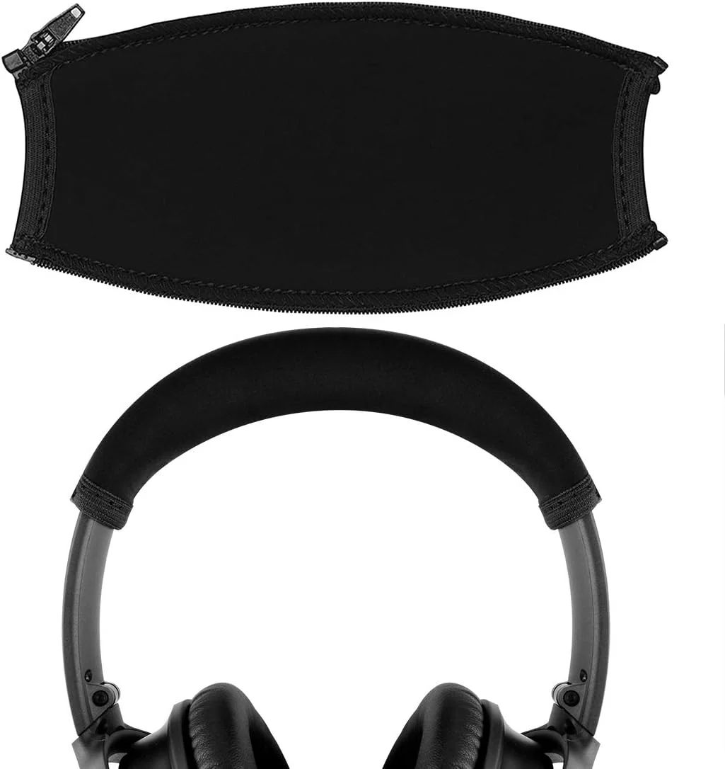 کاور هدبند پارچه‌ای فلکس گیکریا سازگار با هدفون‌های Bose QC45 QuietComfort 35 II، QC35، QC25، قطعه تعمیراتی جایگزین، کاور عرق، نصب آسان DIY (مشکی)