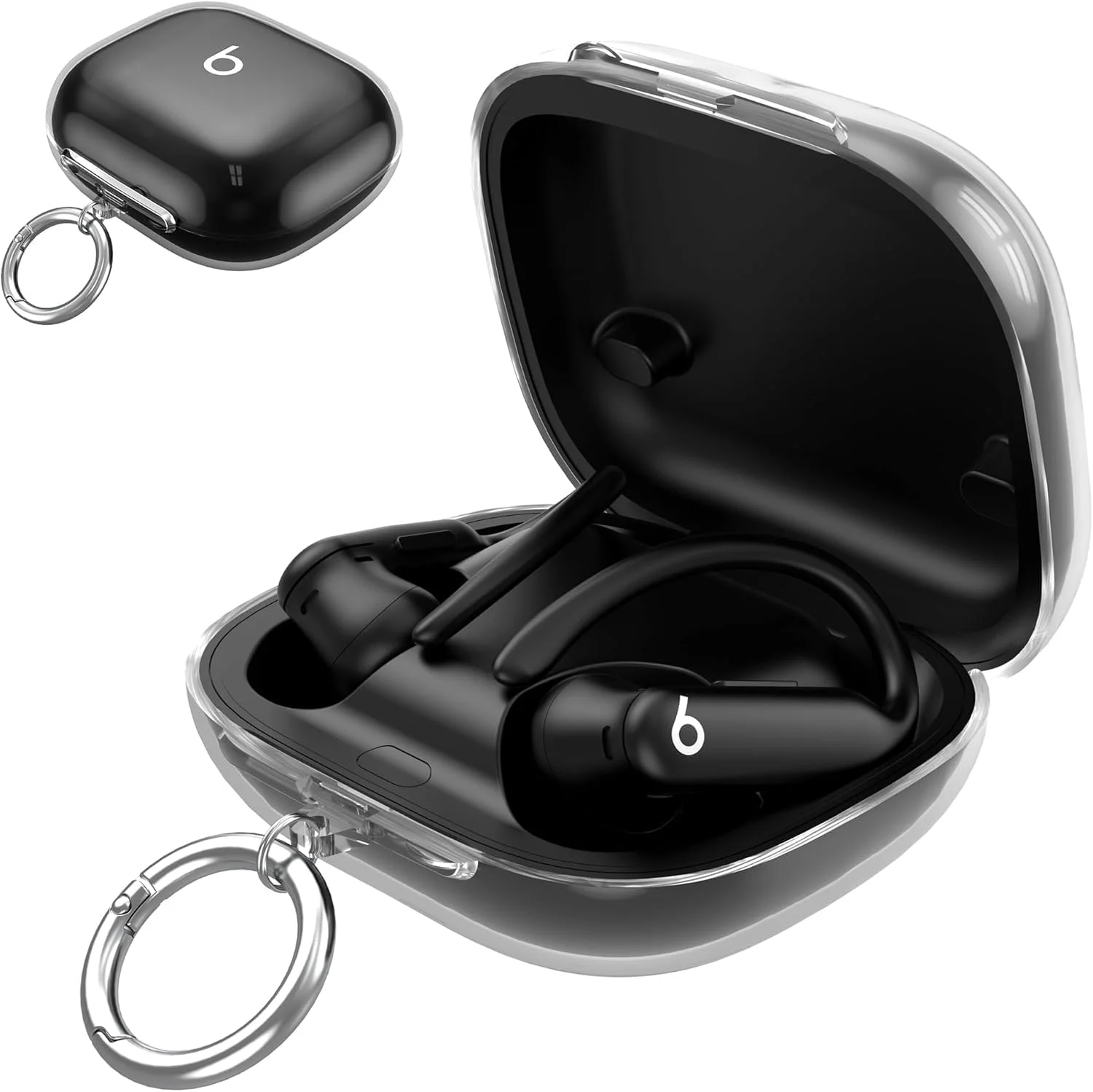 کاور TPU برای بیتس پاوربیتس پرو 2 به همراه جاکلیدی، ضد ضربه و ضد گم شدن، کاور محافظ برای پاوربیتس پرو 2 (مدل 2025)، لوازم جانبی بادوام و با دسترسی آسان (مشکی شفاف)