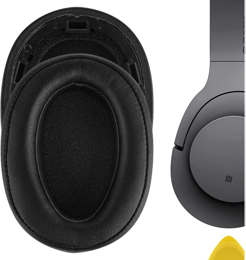 پدهای جایگزین Geekria QuickFit برای هدفون های Sony MDR-100ABN و WH-H900N، بالشتک های گوشی، قطعات تعمیر با راهنمای ویدئویی (مشکی)