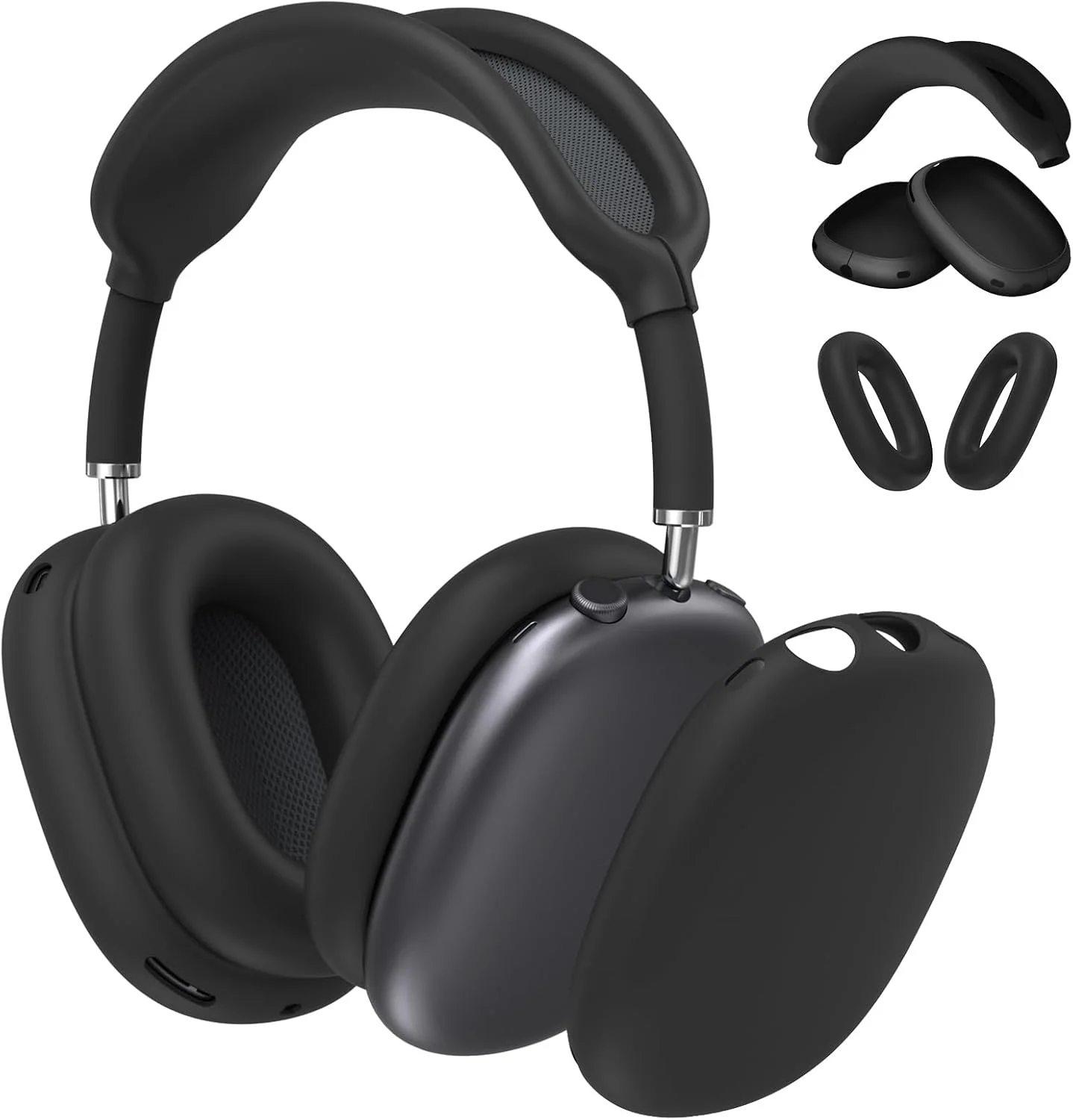 کاور سیلیکونی Fintie برای هدفون AirPods Max، محافظ ضد خش کاپ گوش و هدبند، محافظ پوستی لوازم جانبی (مشکی)