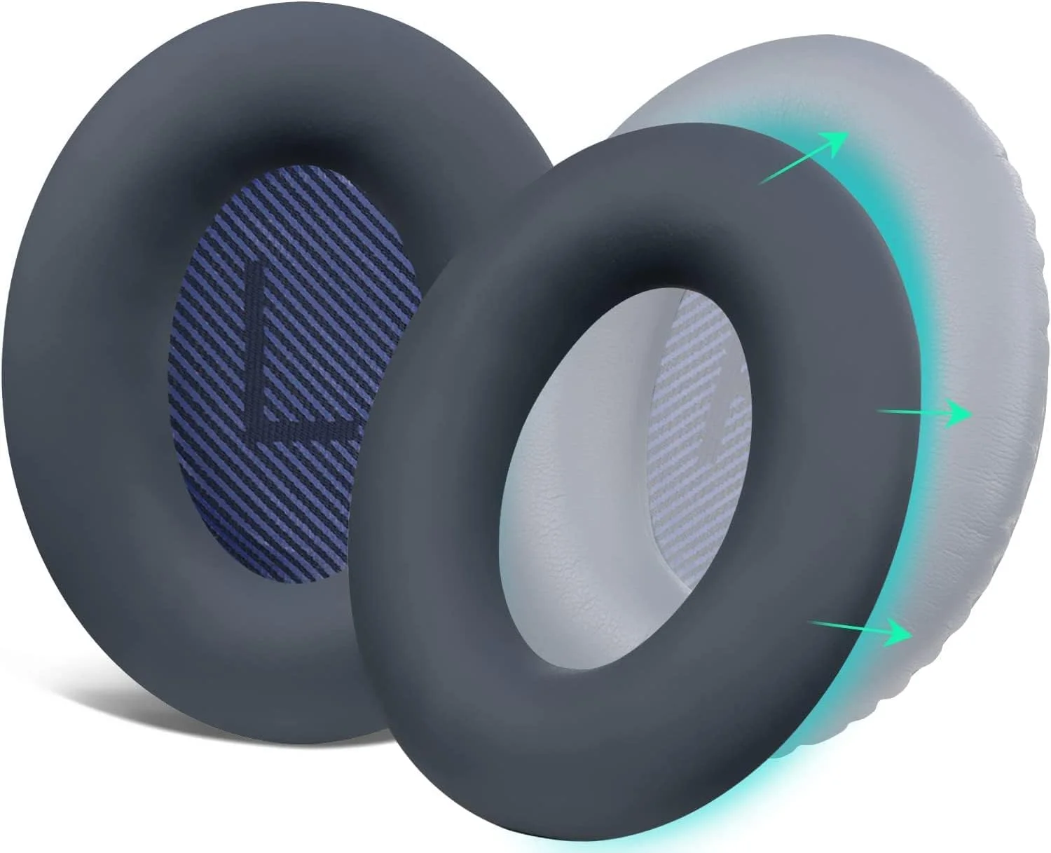 روکش محافظ پدهای گوشی سیلیکونی SOULWIT برای هدفون‌های Bose QuietComfort 15 QC15 QC25 QC2 QC35 QC45/Ae2 Ae2i Ae2w/SoundTrue & SoundLink AE، ضد عرق، به آسانی قابل شستشو - آبی