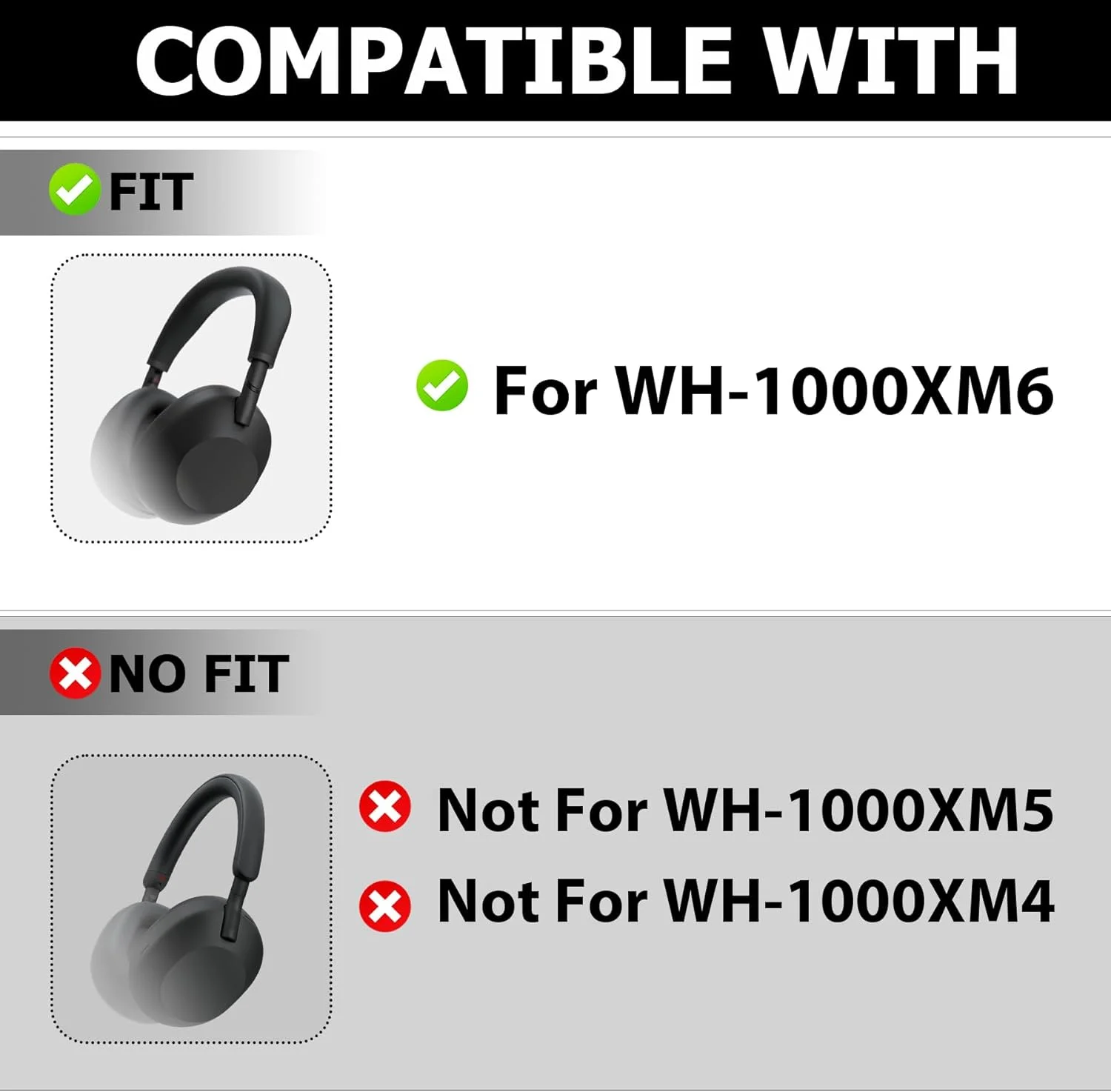 ست 3 تکه محافظ هدفون umvowuxa برای هدفون سونی WH-1000XM6، روکش محافظ سیلیکونی، ضد لغزش، ضد افتادن، ضد آب، لوازم جانبی WH-1000XM6 (خاکستری پلاتینی) - تصویر 2