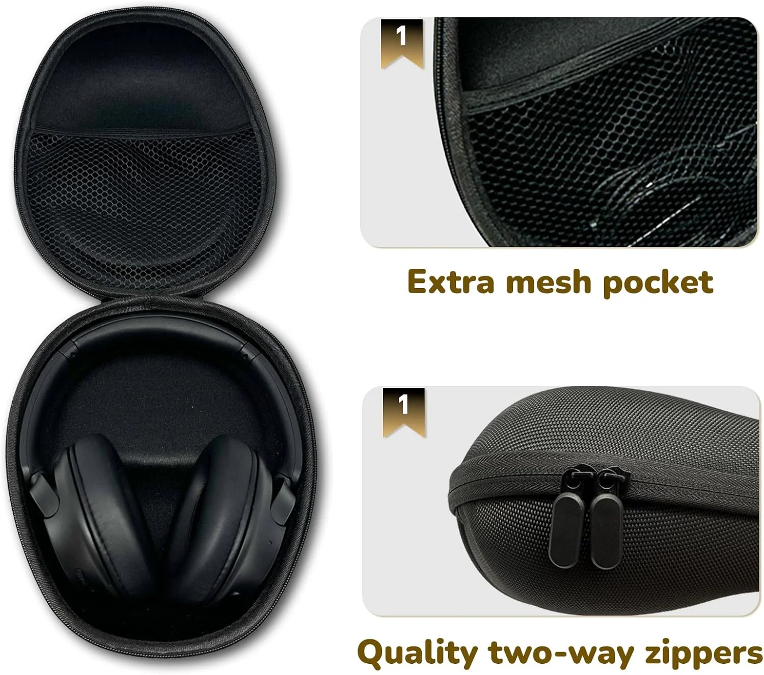 کیف حمل سخت جهانی برای هدفون‌های سری Sony ZX MDR WH، Bose QuietComfort QC Ultra 45 35، JBL Tune Live، Sennheiser HD Beats Studio Pro Thor Sentey LS Skullcandy Crusher Evo (مشکی)