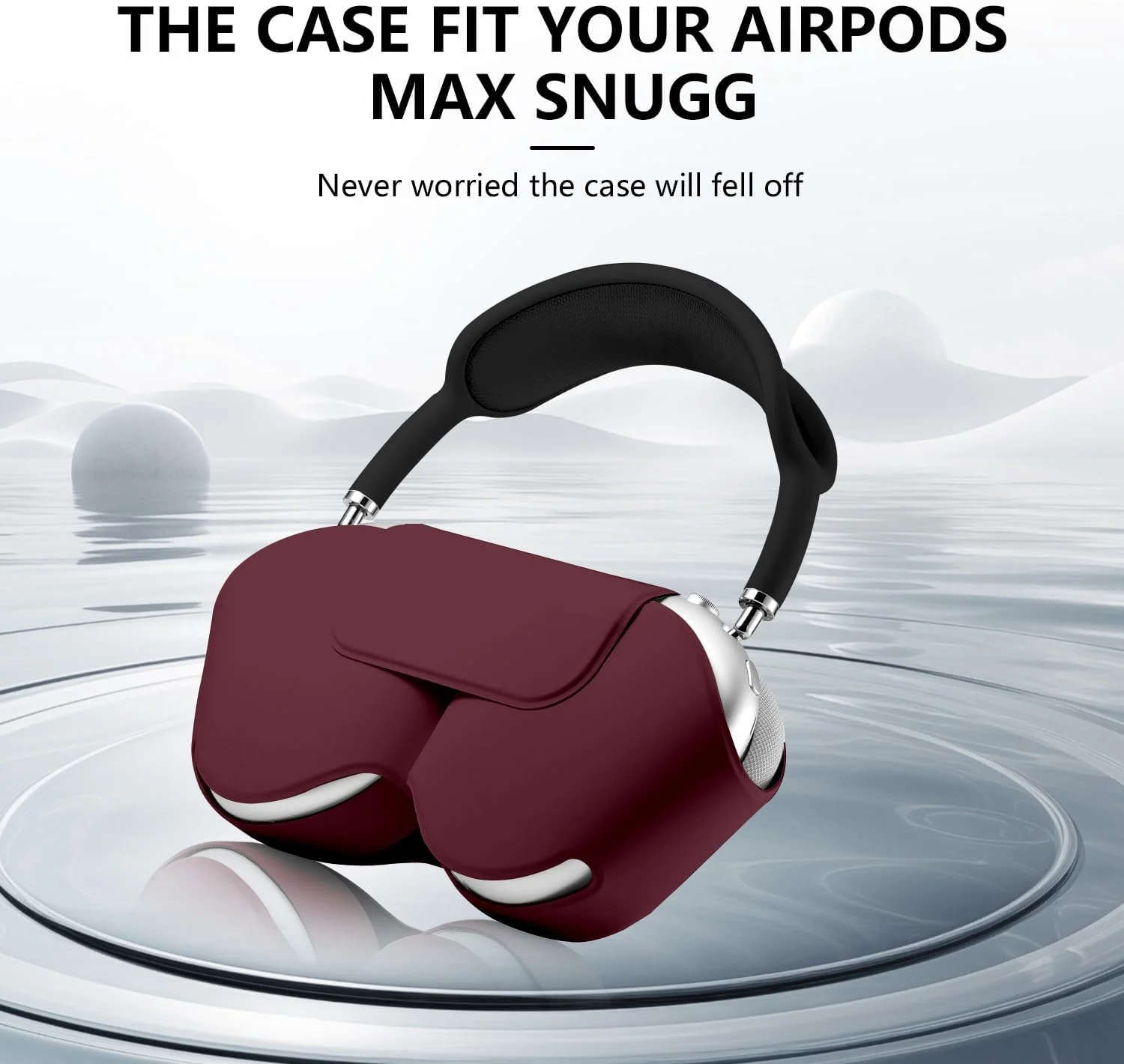 کیف محافظ هوشمند برای Apple Airpods Max، لوازم جانبی کاور با حالت خواب، ساخته شده از چرم PU، کیف حمل جایگزین اصلی برای هدفون Airpod Pro Max، رنگ عنابی - تصویر 3