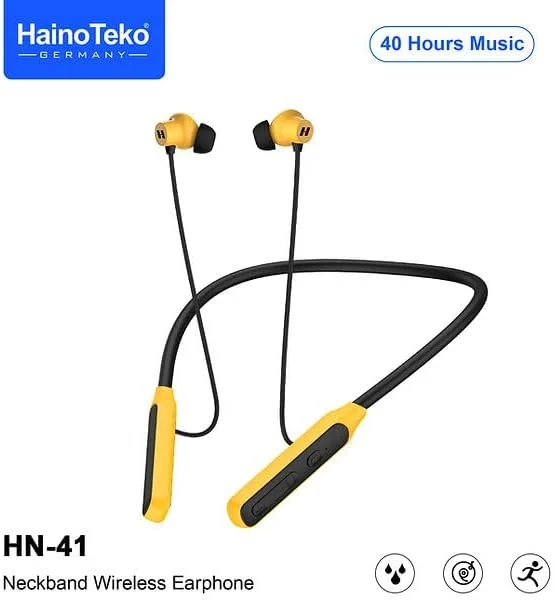 هندزفری بلوتوثی گردنی هاینو تکو مدل HN 41 با میکروفون فوق العاده شفاف و 40 ساعت پخش موسیقی - مشکی و زرد - تصویر 2