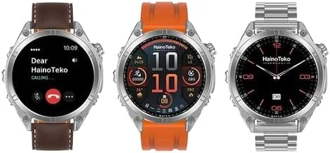 ساعت هوشمند گرد هاینو تکو RW 61 به همراه 3 بند برای آقایان و پسران | 5 دکمه با چراغ قوه | تماس BT (نقره ای)