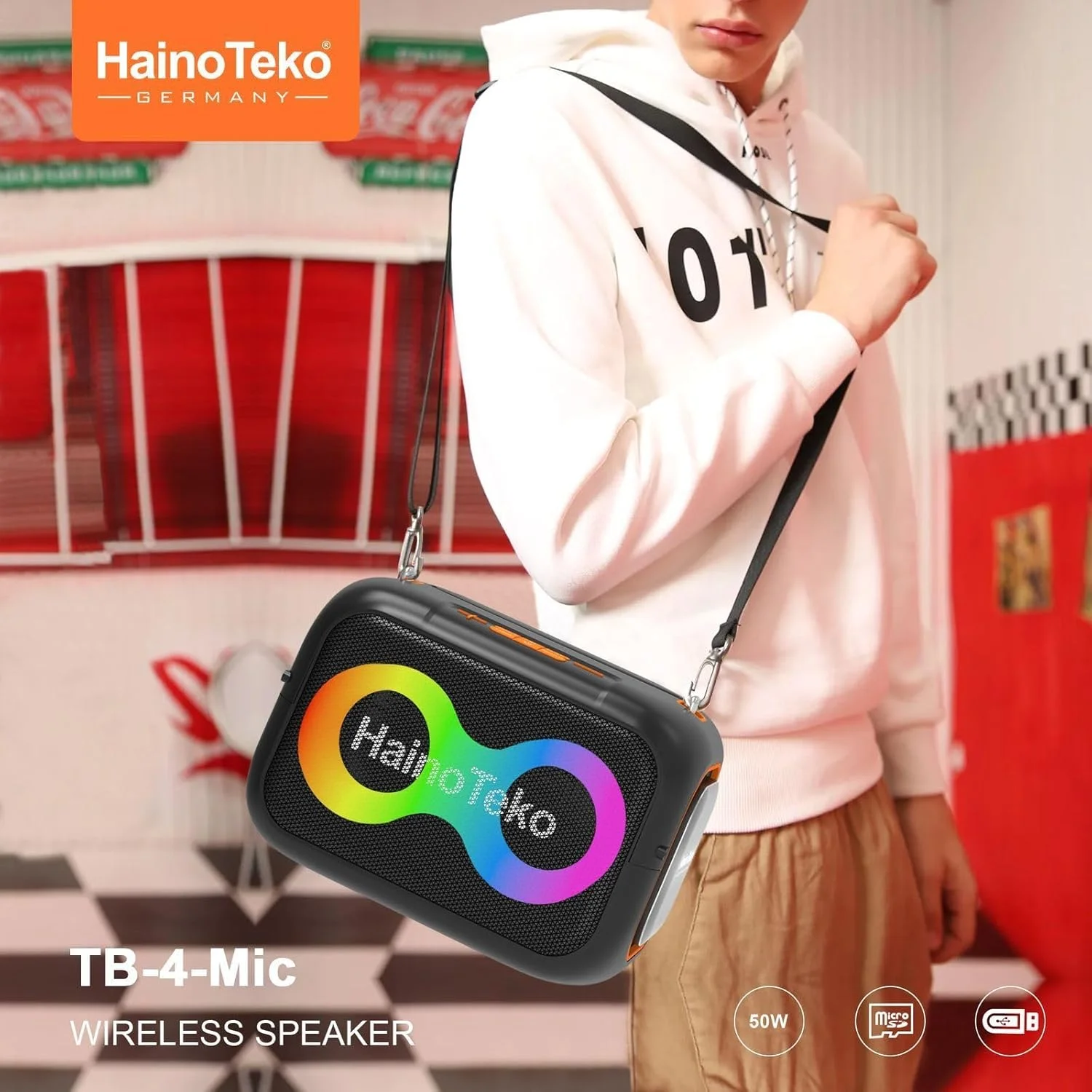 اسپیکر بلوتوثی بی سیم قابل حمل HainoTeko با صدای Hi-Fi، زمان پخش طولانی تر، طراحی قابل حمل، بیس تقویت شده، ایده آل برای خانه، فضای باز، مسافرت و مهمانی (TB4 MIC) - تصویر 2 اسپیکر بلوتوثی بی سیم قابل حمل HainoTeko با صدای Hi-Fi، زمان پخش طولانی تر، طراحی قابل حمل، بیس تقویت شده، ایده آل برای خانه، فضای باز، مسافرت و مهمانی (TB4 MIC) - تصویر 2