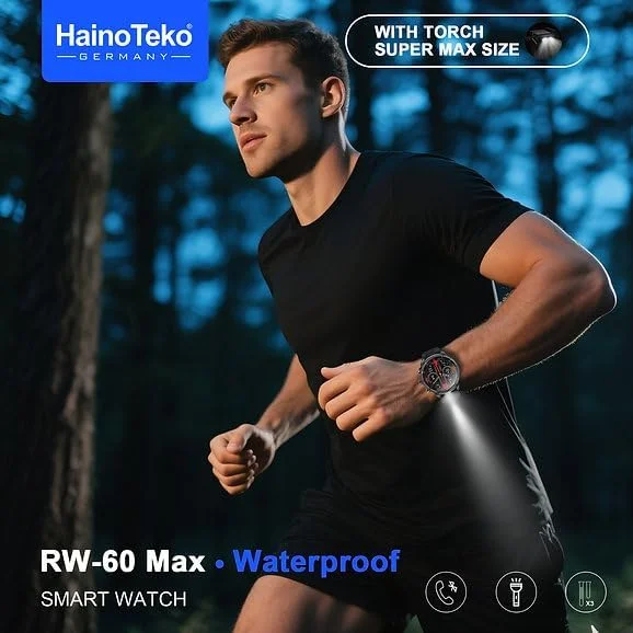 ساعت هوشمند گرد HainoTeko RW-60 Super Max با سایز بزرگ به همراه 3 بند | ساعت هوشمند ضد آب با چراغ قوه برای آقایان (نقره ای) - تصویر 3 ساعت هوشمند گرد HainoTeko RW-60 Super Max با سایز بزرگ به همراه 3 بند | ساعت هوشمند ضد آب با چراغ قوه برای آقایان (نقره ای) - تصویر 3