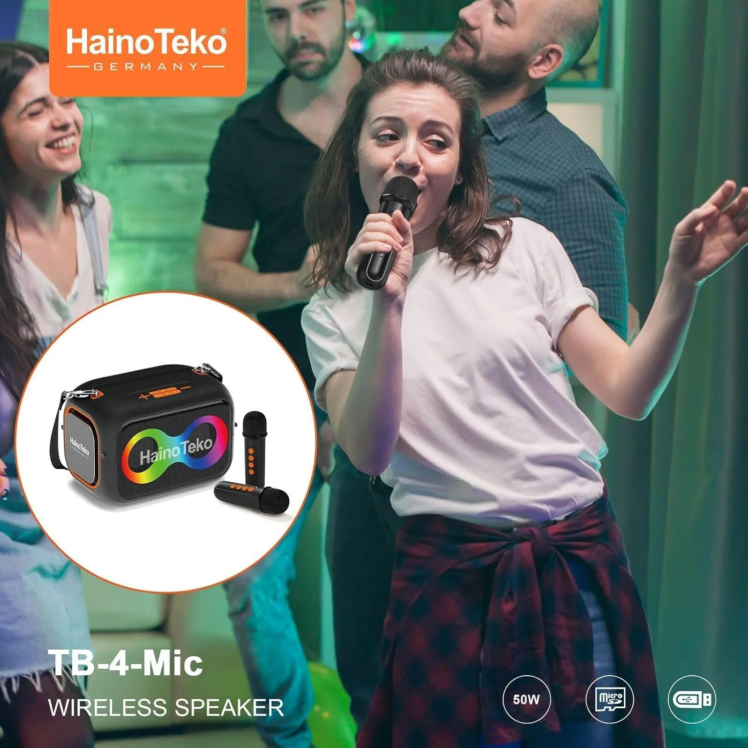 اسپیکر بلوتوثی بی سیم قابل حمل HainoTeko با صدای Hi-Fi، زمان پخش طولانی تر، طراحی قابل حمل، بیس تقویت شده، ایده آل برای خانه، فضای باز، مسافرت و مهمانی (TB4 MIC) - تصویر 3 اسپیکر بلوتوثی بی سیم قابل حمل HainoTeko با صدای Hi-Fi، زمان پخش طولانی تر، طراحی قابل حمل، بیس تقویت شده، ایده آل برای خانه، فضای باز، مسافرت و مهمانی (TB4 MIC) - تصویر 3