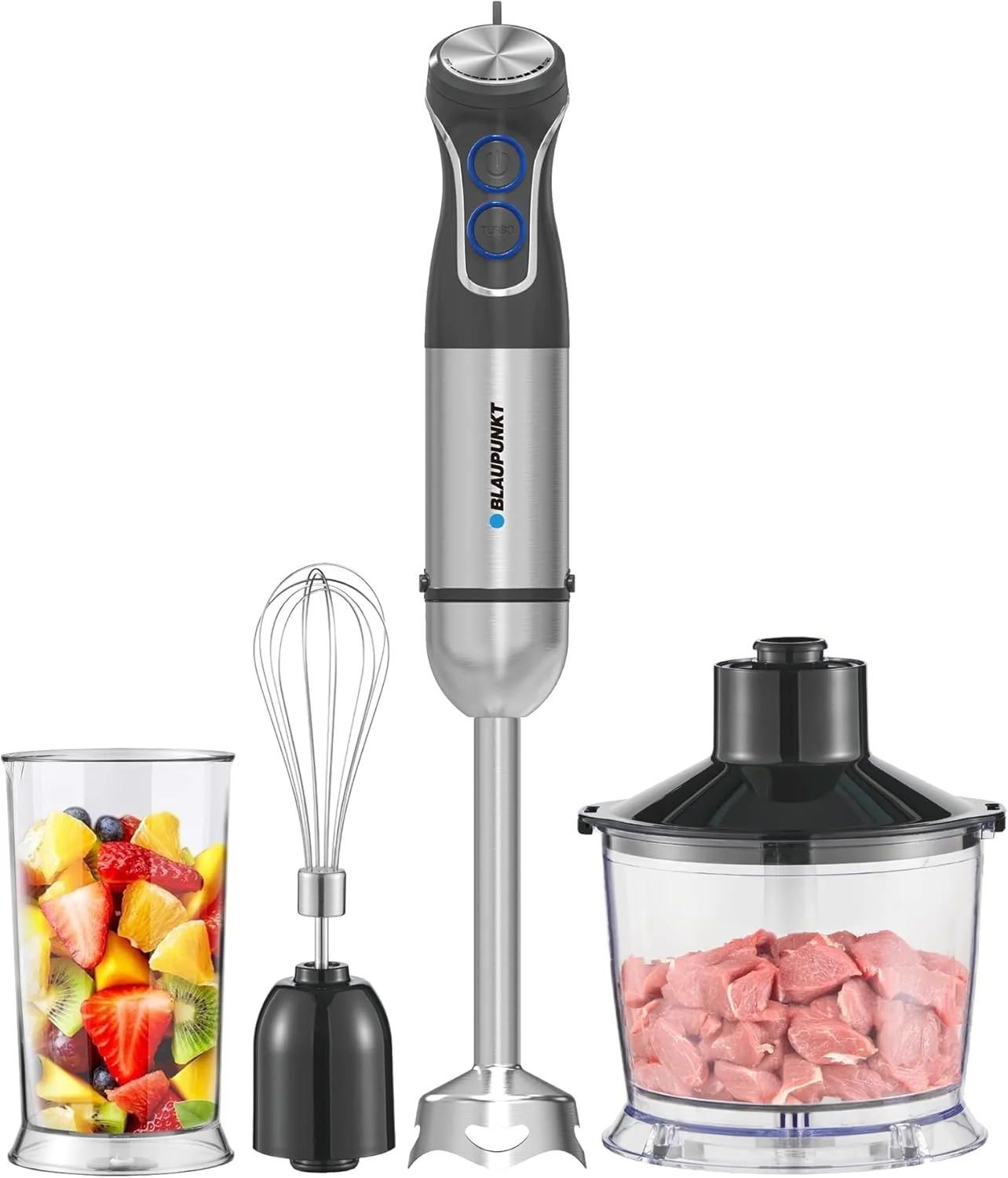 مجموعه مخلوط کن دستی بلانکوپنت 1000 وات - میله و تیغه استیل ضد زنگ، 3 ضمیمه (خردکن، همزن، بشر)، سرعت متغیر، دستگیره ارگونومیک، تمیز کردن آسان، موتور مسی - PCM475 مجموعه مخلوط کن دستی بلانکوپنت 1000 وات - میله و تیغه استیل ضد زنگ، 3 ضمیمه (خردکن، همزن، بشر)، سرعت متغیر، دستگیره ارگونومیک، تمیز کردن آسان، موتور مسی - PCM475