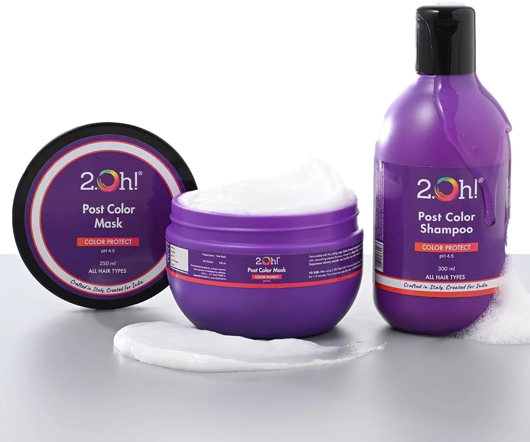 مجموعه مراقبت از موهای رنگ شده 2.Oh! با فرمول محافظت از رنگ | شامپو محافظت از رنگ + ماسک مو برای موهای رنگ شده | شامپو و ماسک مناسب استفاده روزانه با pH 4.5 | ایده آل برای موهای رنگ شده | مناسب برای خانم ها و آقایان