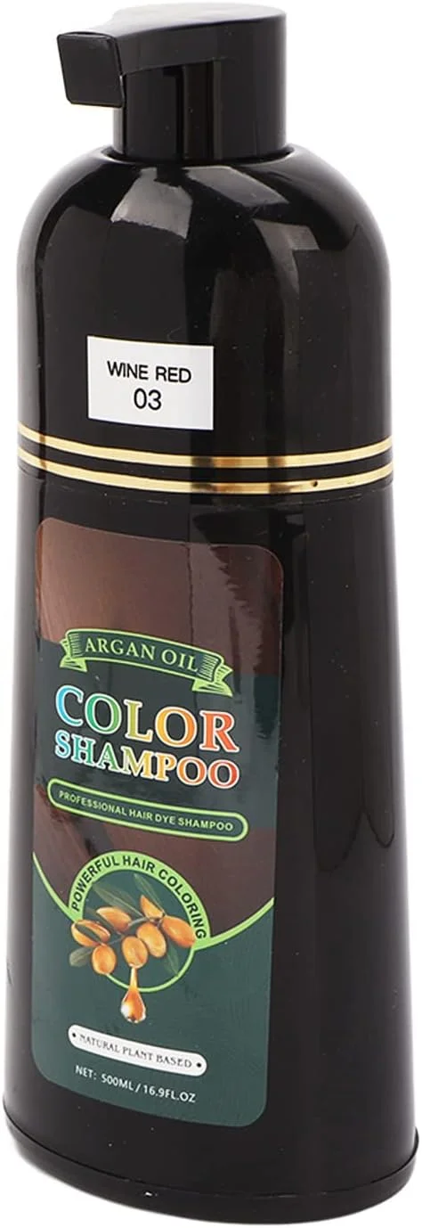 شامپو رنگ موی شرابی 500 میلی لیتری، شامپو رنگ موی گیاهی ایمن برای انواع مو، شامپو رنگ مو