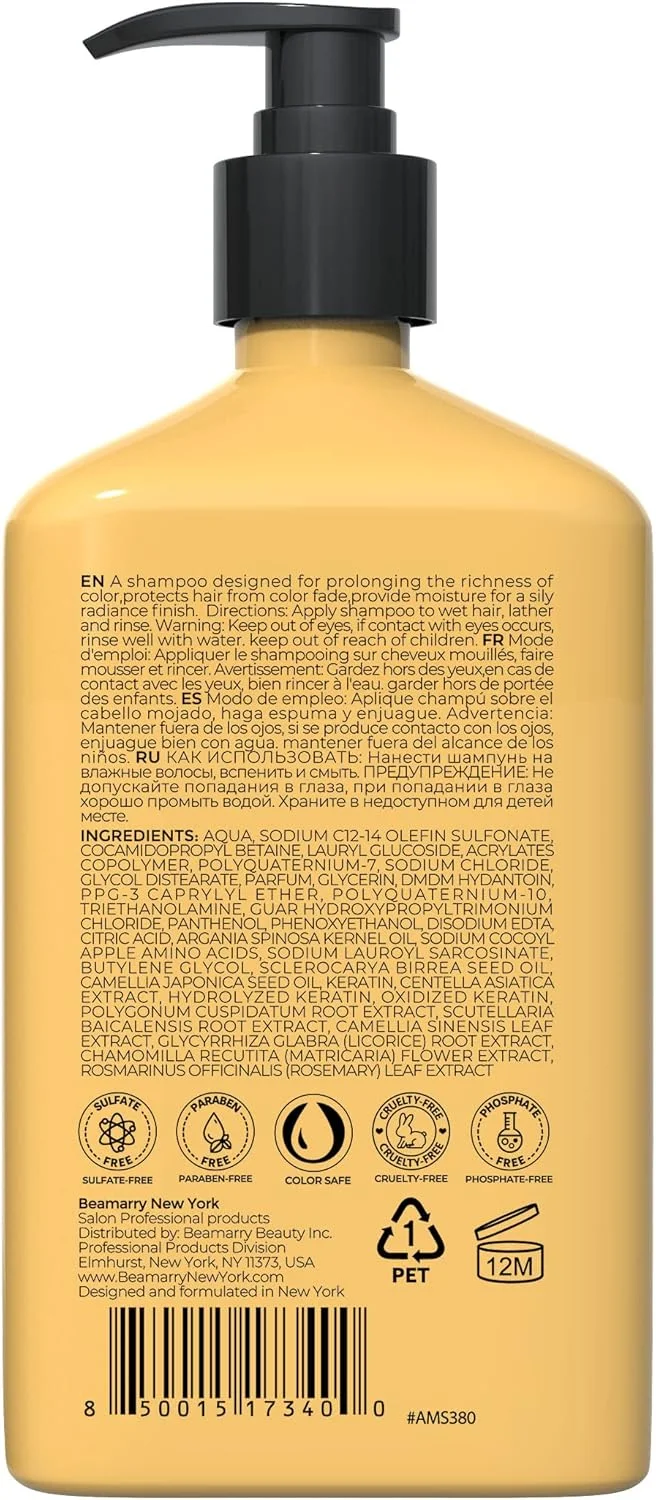 شامپو محافظ رنگ مو آرگان و مارولا 380 میلی لیتر - درخشان کننده، ضد محو شدگی رنگ، نرم کننده، بدون سولفات و پارابن، فرمول ایمن برای موهای رنگ شده شامپو محافظ رنگ مو آرگان و مارولا 380 میلی لیتر - درخشان کننده، ضد محو شدگی رنگ، نرم کننده، بدون سولفات و پارابن، فرمول ایمن برای موهای رنگ شده