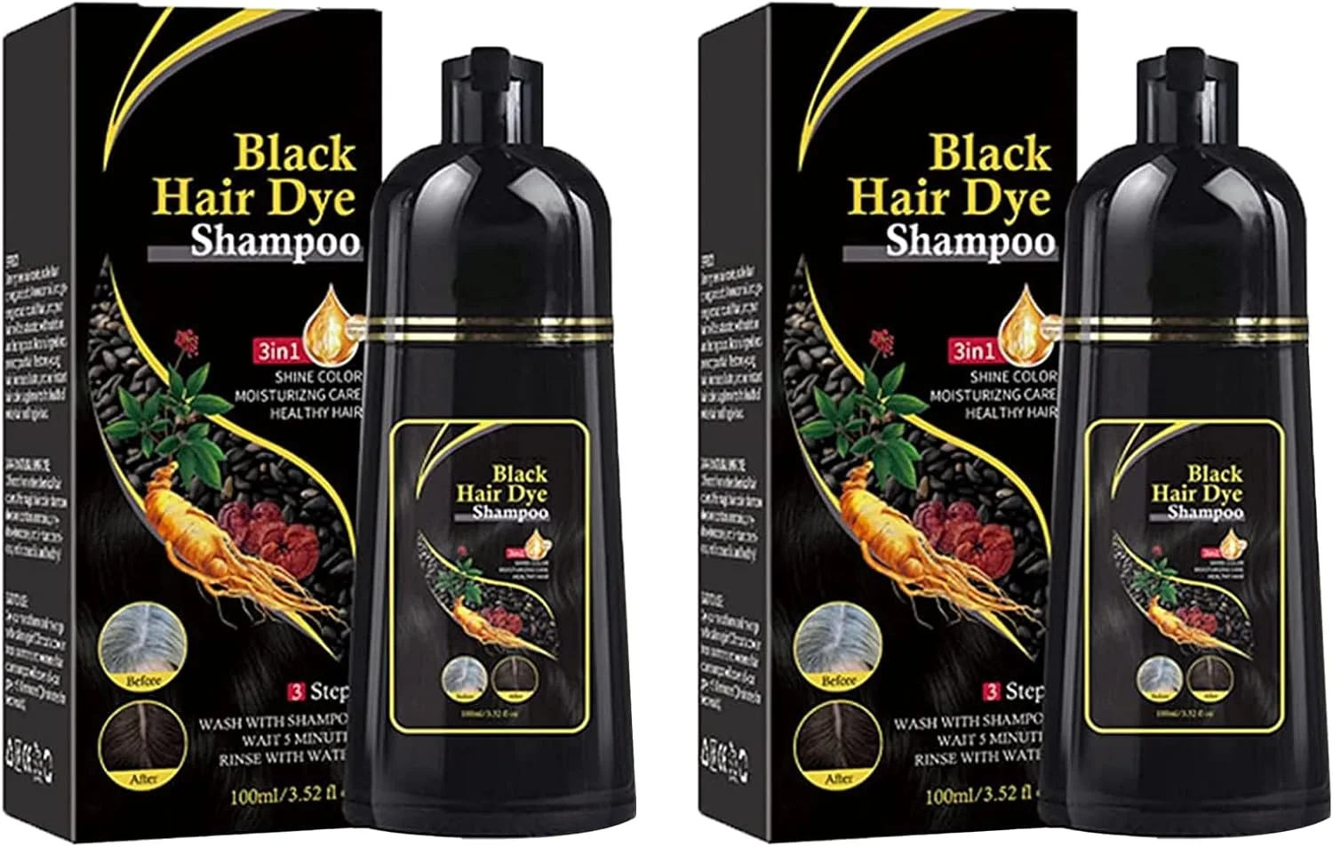 شامپو رنگ موی مشکی 3 در 1 - شامپو رنگ موی فوری مشکی برای موهای سفید - پوشش 100% موهای سفید، رنگ آمیزی گیاهی در چند دقیقه برای خانم ها و آقایان (مشکی 2 عدد) شامپو رنگ موی مشکی 3 در 1 - شامپو رنگ موی فوری مشکی برای موهای سفید - پوشش 100% موهای سفید، رنگ آمیزی گیاهی در چند دقیقه برای خانم ها و آقایان (مشکی 2 عدد)