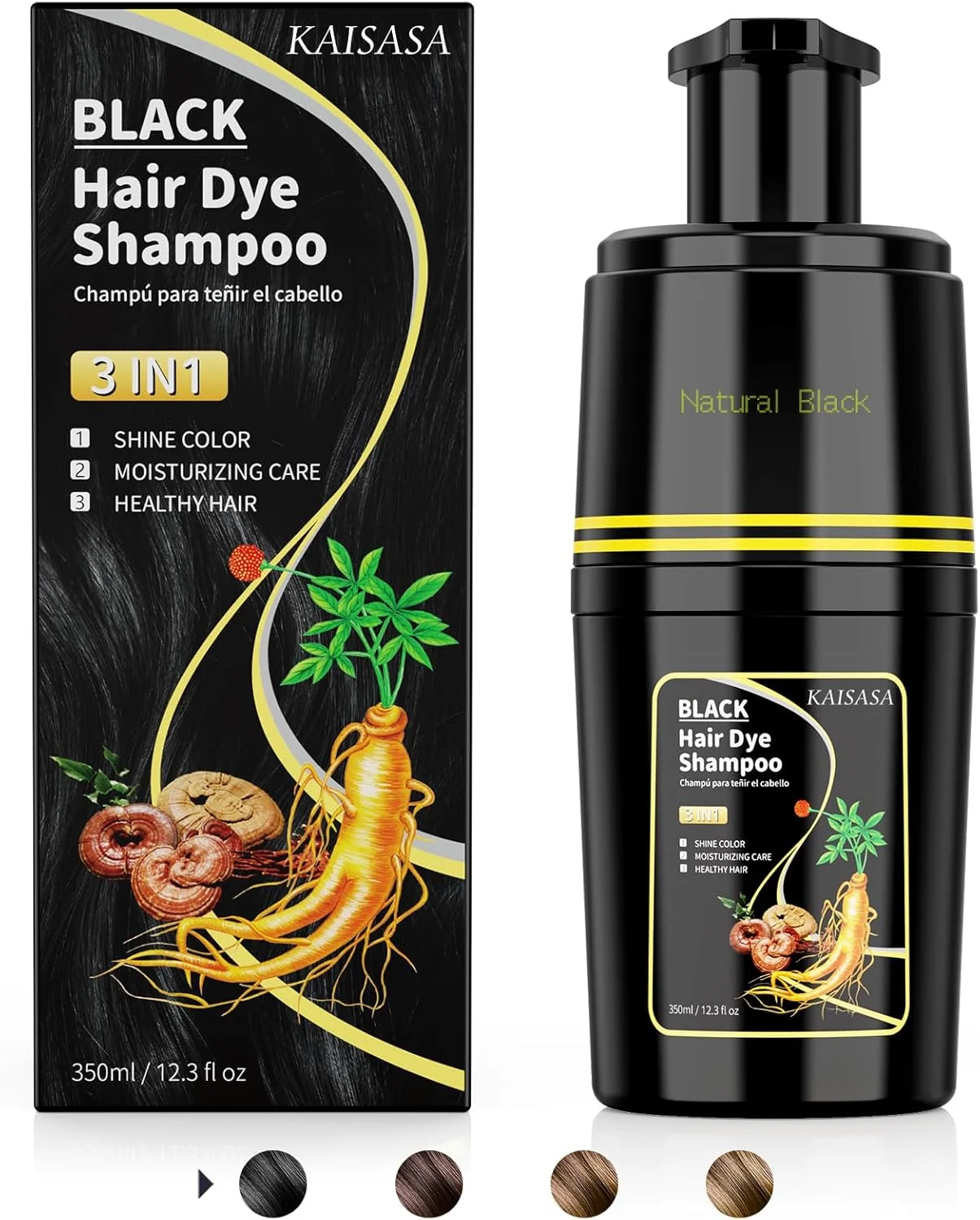شامپو رنگ مو مشکی 3 در 1، شامپو رنگ مو برای پوشش موهای سفید، طبیعی با ترکیبات گیاهی برای آقایان و بانوان (مشکی) شامپو رنگ مو مشکی 3 در 1، شامپو رنگ مو برای پوشش موهای سفید، طبیعی با ترکیبات گیاهی برای آقایان و بانوان (مشکی)