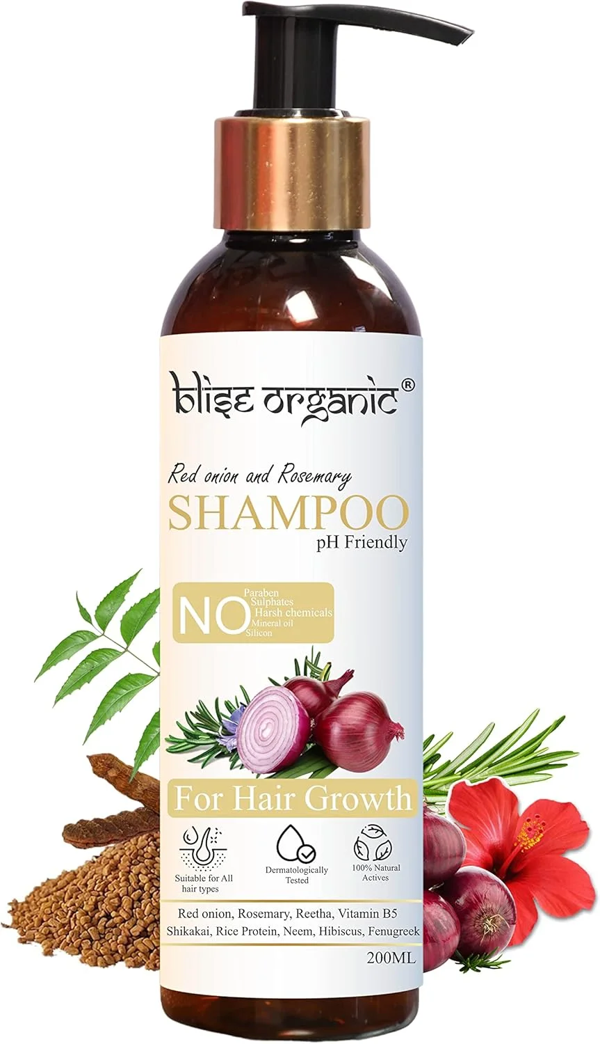 شامپو پیاز و رزماری ارگانیک بلیس برای رشد مو - 100% مواد فعال طبیعی، بدون مواد شیمیایی مضر، بدون سولفات، بدون پارابن، بدون سیلیکون، بدون رنگ های مصنوعی شامپو پیاز و رزماری ارگانیک بلیس برای رشد مو - 100% مواد فعال طبیعی، بدون مواد شیمیایی مضر، بدون سولفات، بدون پارابن، بدون سیلیکون، بدون رنگ های مصنوعی