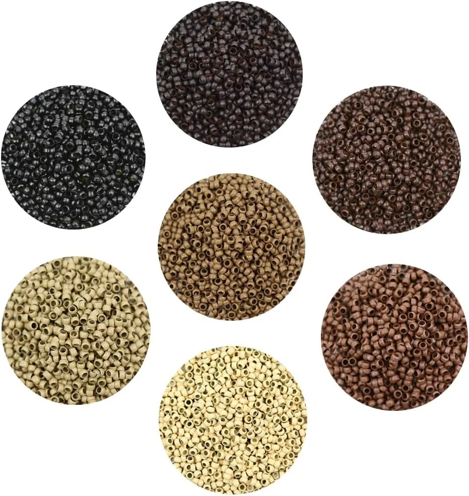 ۱۰۰۰ عدد مهره نانو مسی ۲.۵ میلی متری برای اکستنشن مو (قهوه ای تیره)