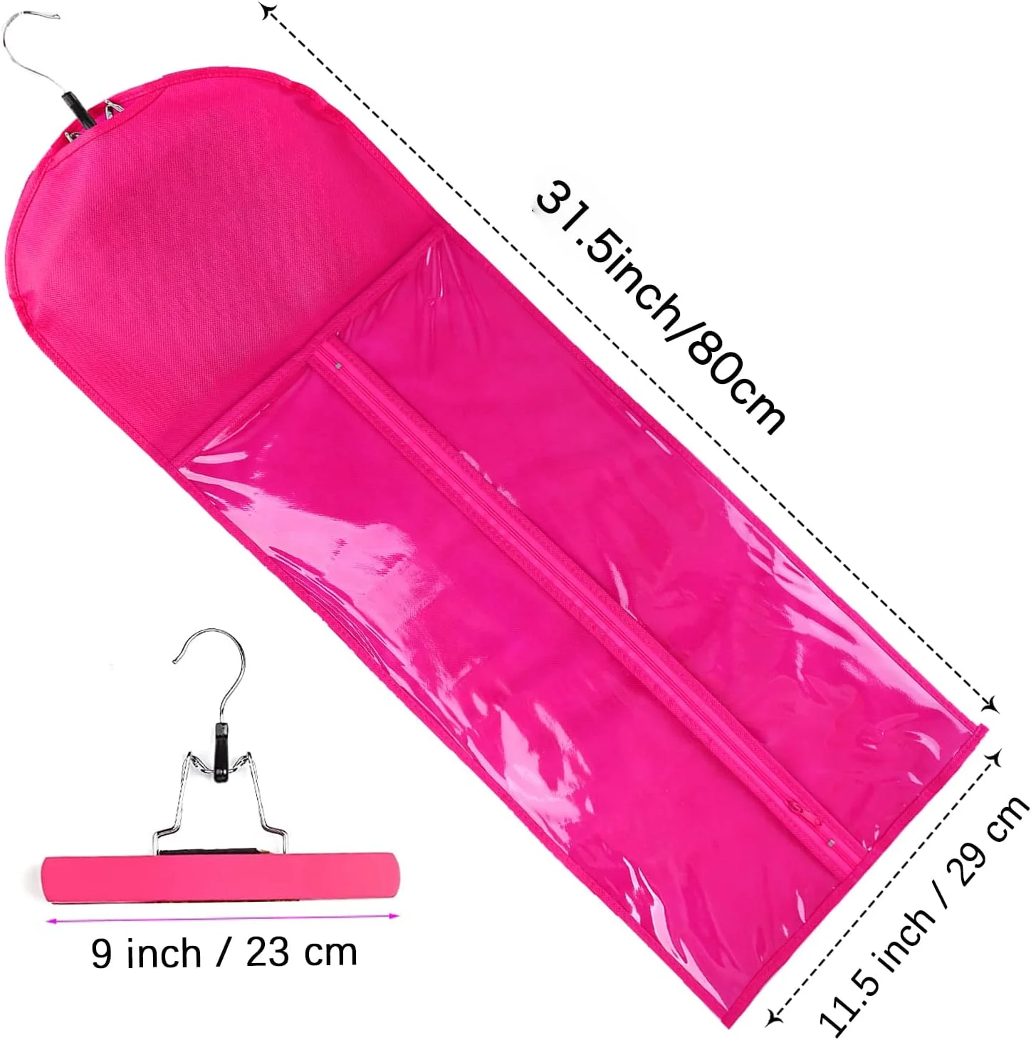 آی هوپستو، بسته 3 عددی کیف نگهداری اکستنشن مو فوق العاده بلند با چوب لباسی چوبی، کیف نگهداری اکستنشن مو با چوب لباسی، ضد گرد و غبار قابل حمل، مناسب با زیپ شفاف برای مو