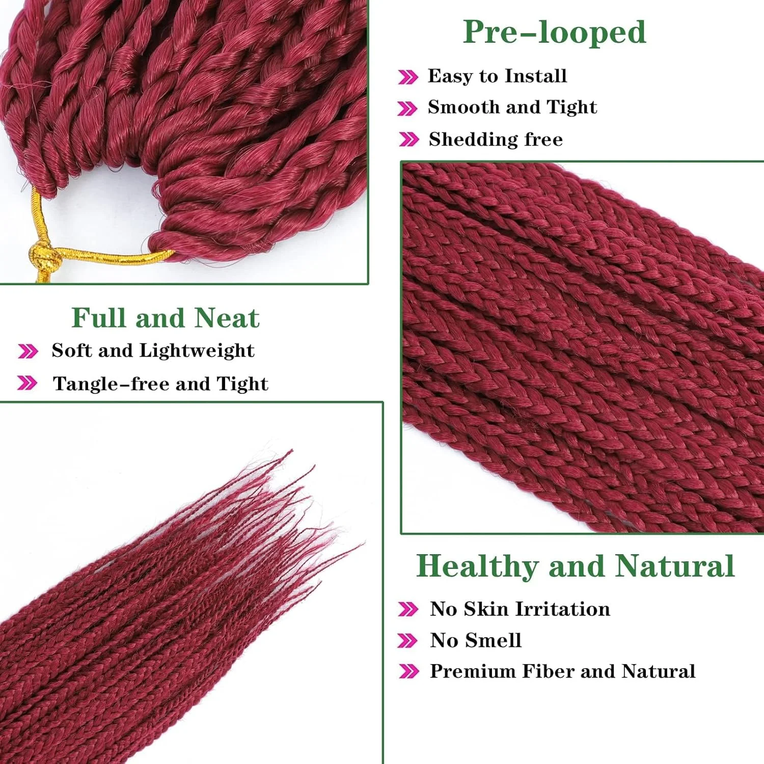 آزونی، ۳ بسته بافت موی جعبهای قلاب بافی الهه، موی بافت جعبهای از قبل حلقه شده، موی بافت مصنوعی بلند (قرمز، 30 اینچ (بسته 3 عددی)) آزونی، ۳ بسته بافت موی جعبهای قلاب بافی الهه، موی بافت جعبهای از قبل حلقه شده، موی بافت مصنوعی بلند (قرمز، 30 اینچ (بسته 3 عددی))