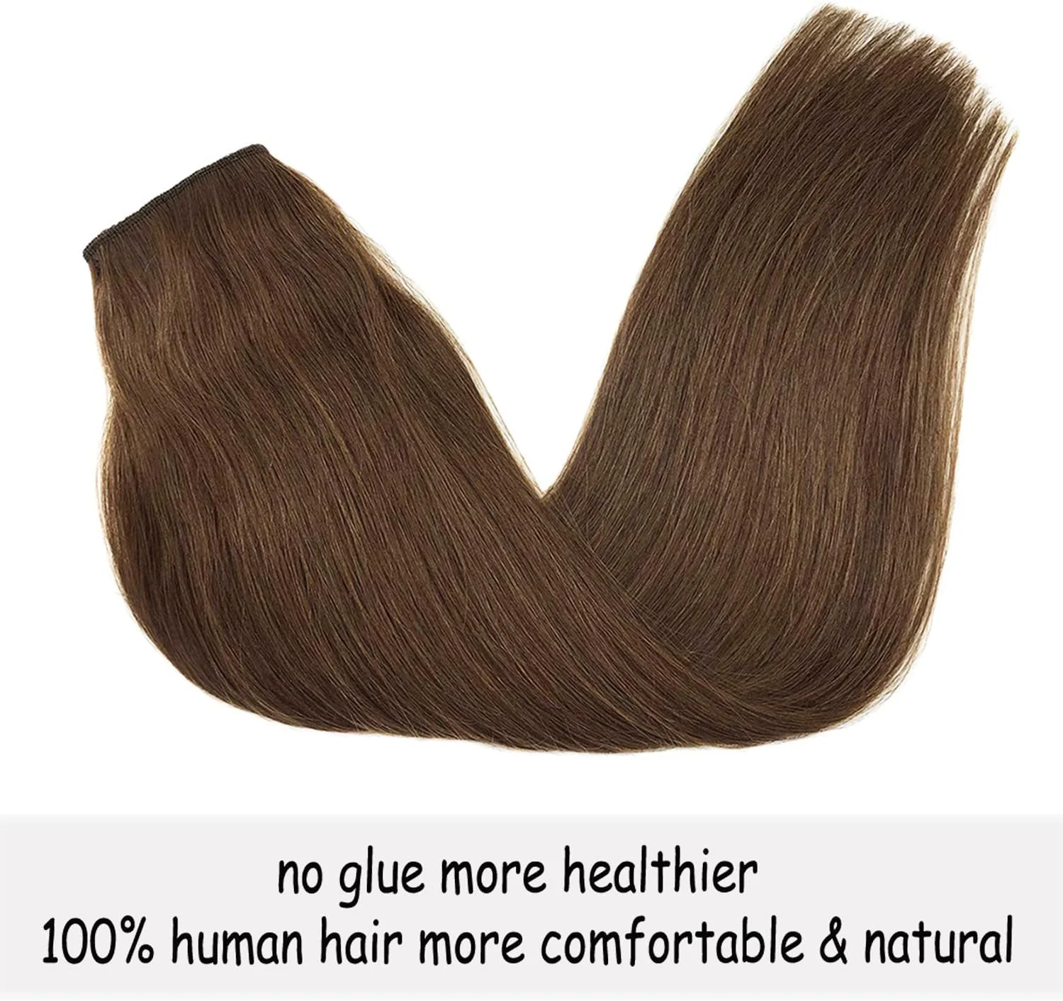 اکستنشن موی طبیعی Beroyal، رنگ قهوه ای شکلاتی، 50 سانتی متر، اکستنشن موی صاف برای زنان، اکستنشن موی سیمی مخفی با سیم ماهیگیری نامرئی