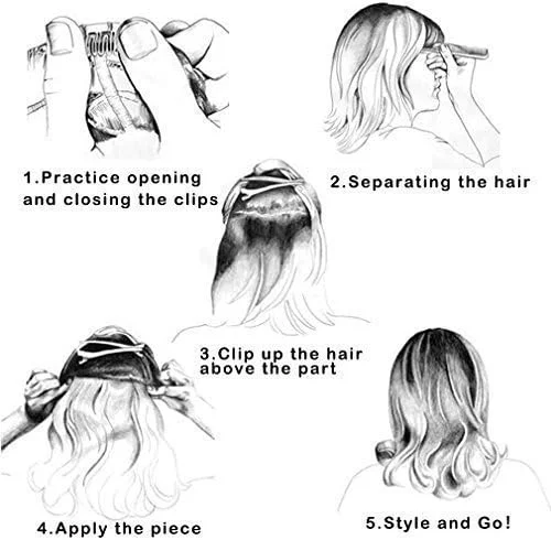 اکستنشن موی نرم BLUSHIA زنانه فر/موج دار برای دختران 5 گیره ای رنگ مشکی