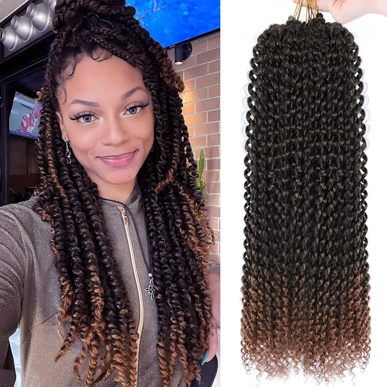 موهای بافتنی مدل Passion Twist، ۸ بسته ۲۴ اینچی، موهای کروشه ای موج دار، ۱۶ رشته در هر بسته، موهای بافتنی بلند بوهمی برای اکستنشن موی پروانه ای (۲۴ اینچ، ۸ بسته، T30#)