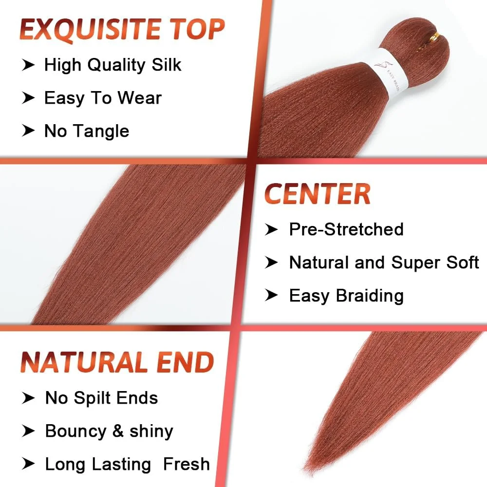 اکستنشن مو بافت 66 سانتی متری از قبل کشیده شده، موی بافت یاکی، مناسب برای حالت دادن با آب گرم، موی بافت رنگی مصنوعی، موی بافت کروشه از قبل کشیده شده (66 سانتی متر، 3 بسته، 350#)