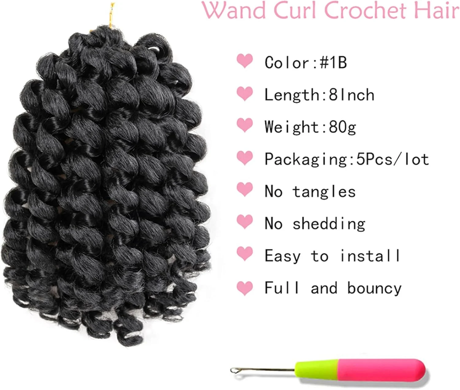 CLIONE موی بافت کروشه فر مجعد 8 اینچی 5 عددی Jamaican Bounce، بافت کوتاه مجعد برای زنان سیاه پوست، 20 ریشه/بسته (#1B)