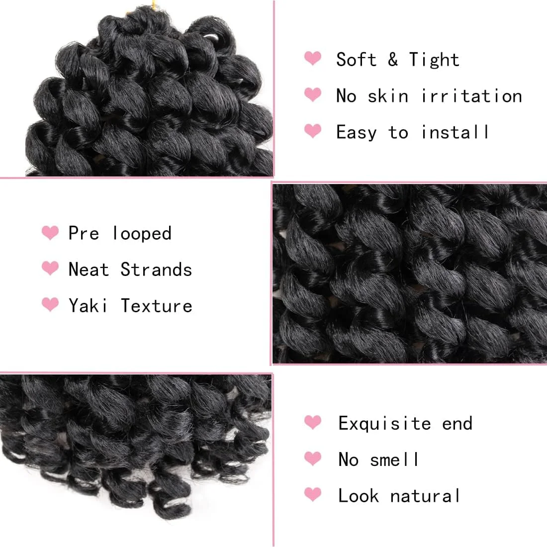 CLIONE موی بافت کروشه فر مجعد 8 اینچی 5 عددی Jamaican Bounce، بافت کوتاه مجعد برای زنان سیاه پوست، 20 ریشه/بسته (#1B)