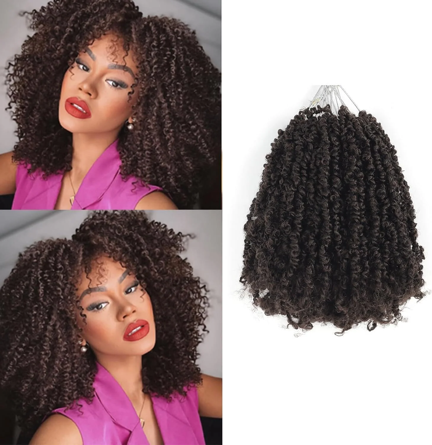 موهای بافتنی کروشه ای مدل Yanky Twists Datanala، 12 اینچ، 9 بسته، بافت کروشه ای Passion Twist از قبل پیچیده شده با فر، بافت کروشه ای Micro Spring Twists، موهای فر کروشه ای از قبل حلقه شده برای زنان (شماره 4)
