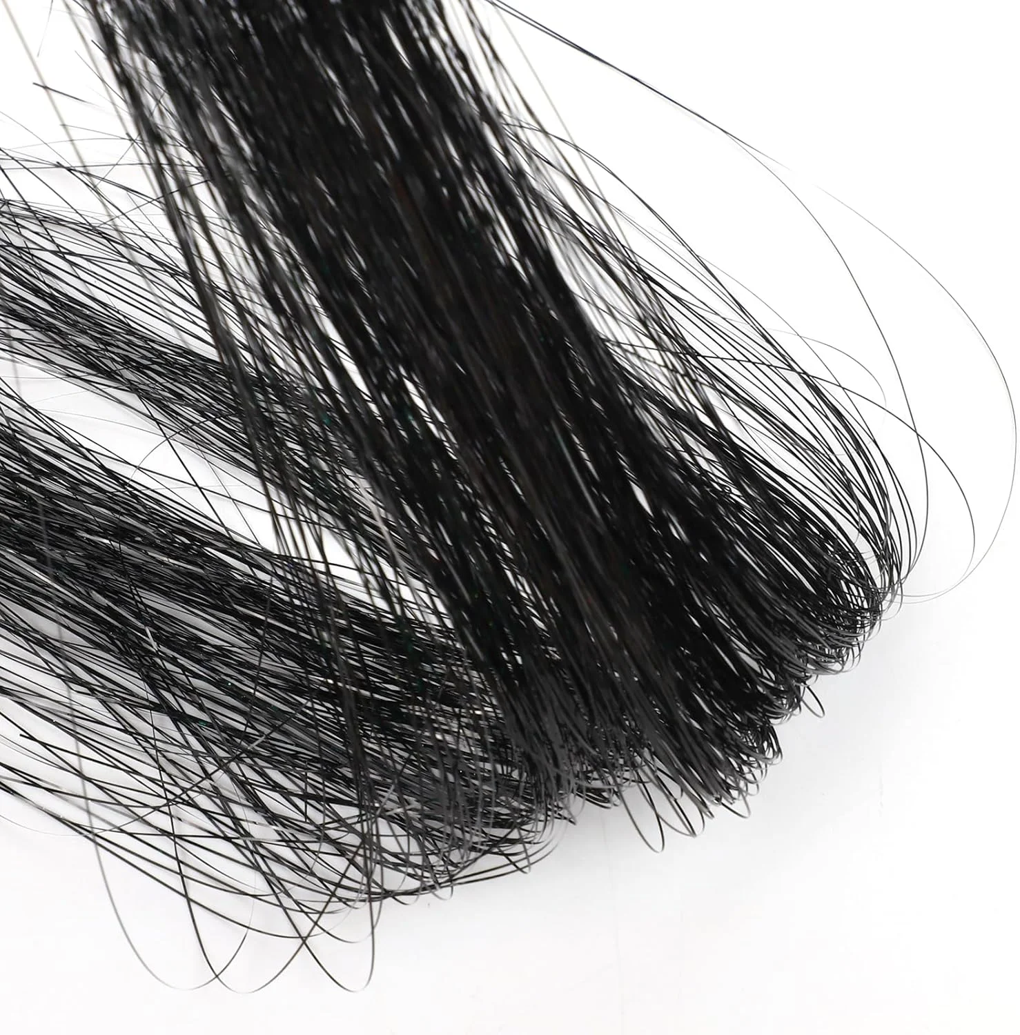 اکستنشن موی براق 200 رشته ای به همراه ابزار، کیت اکستنشن موی براق و درخشان مقاوم در برابر حرارت برای زنان و دختران، 48 اینچ (200 رشته مشکی)