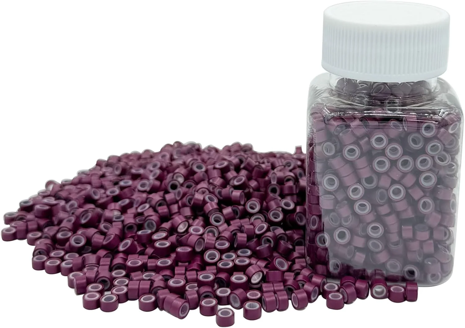 بسته 1000 عددی حلقه های میکرومتری سیلیکونی 5 میلی متری، حلقه های کوچک برای اکستنشن مو، حلقه های اتصال برای ضخیم کردن مو، مهره های اتصال برای اکستنشن موی طبیعی I-Tip (BUG)