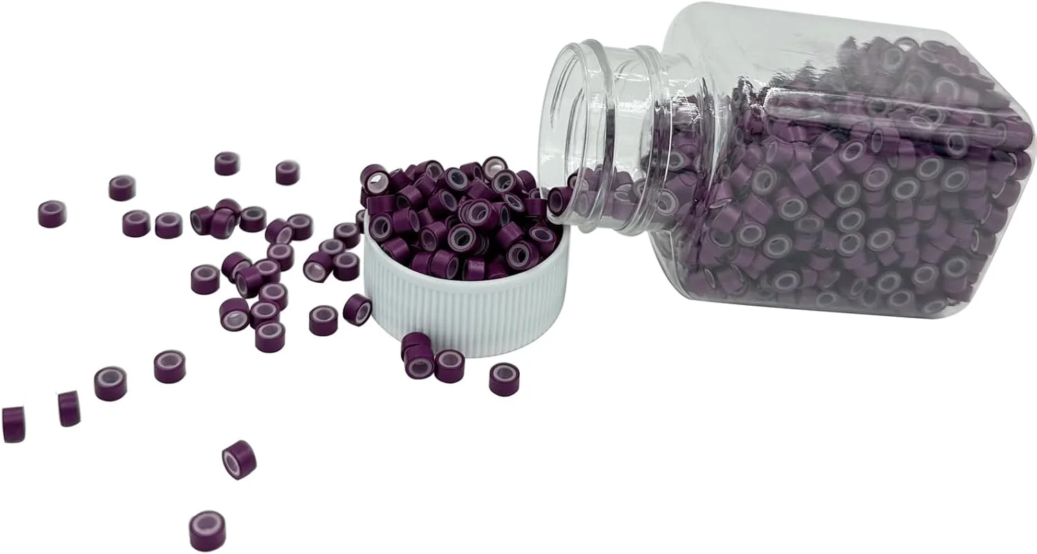 بسته 1000 عددی حلقه های میکرومتری سیلیکونی 5 میلی متری، حلقه های کوچک برای اکستنشن مو، حلقه های اتصال برای ضخیم کردن مو، مهره های اتصال برای اکستنشن موی طبیعی I-Tip (BUG)