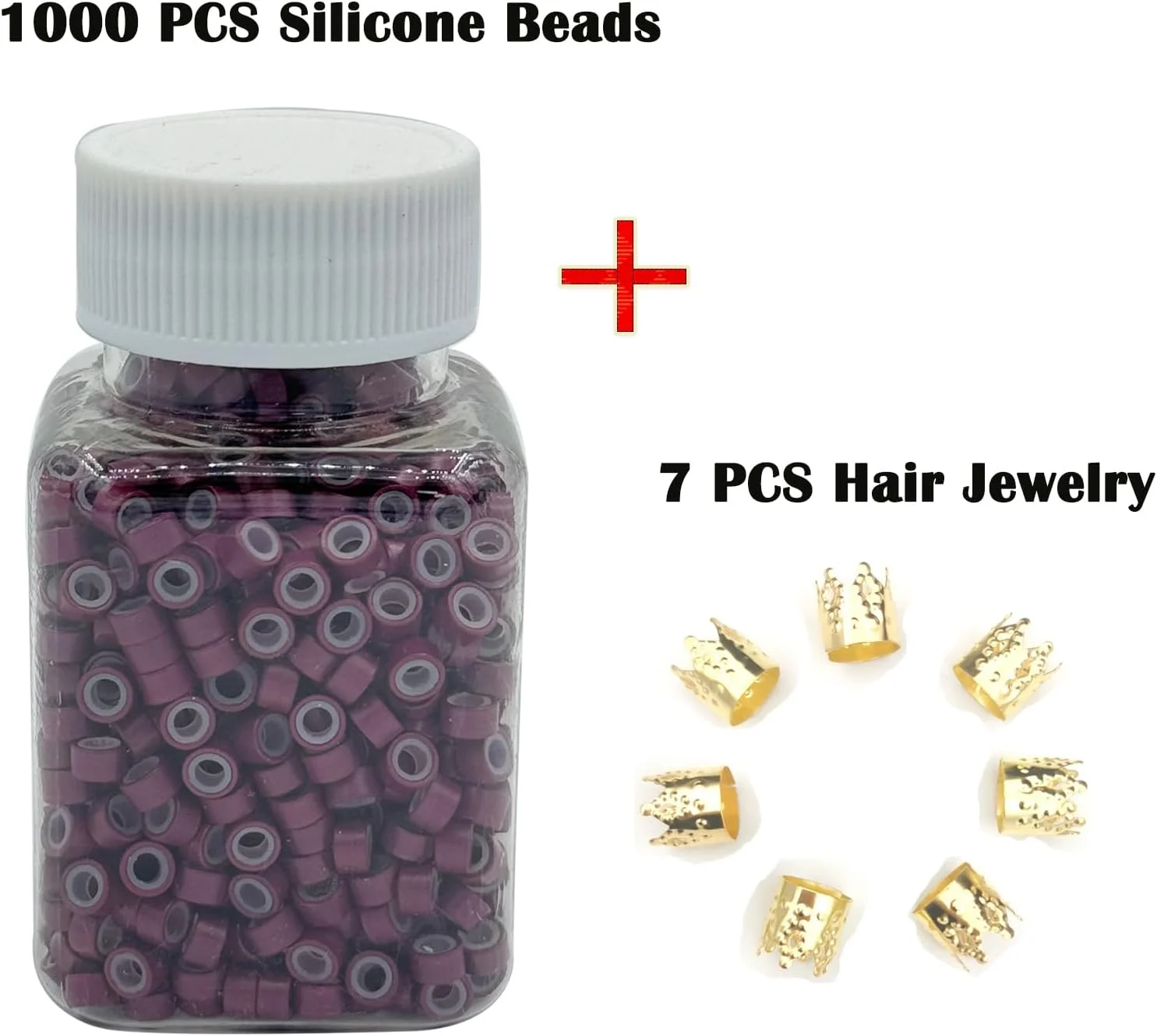 بسته 1000 عددی حلقه های میکرومتری سیلیکونی 5 میلی متری، حلقه های کوچک برای اکستنشن مو، حلقه های اتصال برای ضخیم کردن مو، مهره های اتصال برای اکستنشن موی طبیعی I-Tip (BUG)