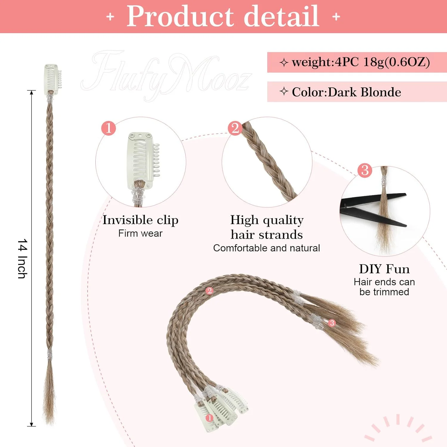 اکستنشن مو بافت 4 تکه Flufymooz، اکستنشن موی بافت کلیپسی 14 اینچی برای زنان، تکه موی مصنوعی برای استفاده روزانه و استایل مهمانی (بلوند تیره) اکستنشن مو بافت 4 تکه Flufymooz، اکستنشن موی بافت کلیپسی 14 اینچی برای زنان، تکه موی مصنوعی برای استفاده روزانه و استایل مهمانی (بلوند تیره)