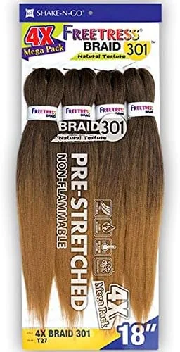 بافت موی مصنوعی Freetress مدل Mega Pack - 4X 301 سایز 18 اینچ (مشکی پر کلاغی 1B)