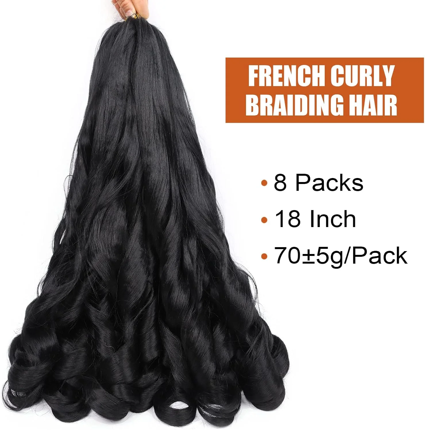 مو بافت فرانسوی فرفری - 45 سانتی متر، 8 بسته، از قبل کشیده شده برای بافت جعبه ای، فرهای فرانسوی، موهای بافت موج دار شل و فنری (45 سانتی متر/بسته 8 تایی، 1B)