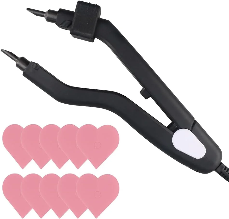 ابزار اتصال مو با حرارت ذوب حرفه ای به همراه محافظ حرارتی و میله برای اتصال کراتین، مناسب برای نوک های C/U/I/ تخت، دوشاخه آمریکایی با قابلیت تنظیم دما