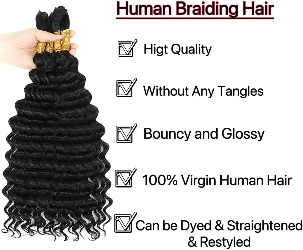 اکستنشن موی طبیعی با بافت عمیق برای بافت مو، بافت میکرو، بدون نیاز به چسب، 20 اینچ، مشکی طبیعی، 200 گرم (50 گرم x 4)