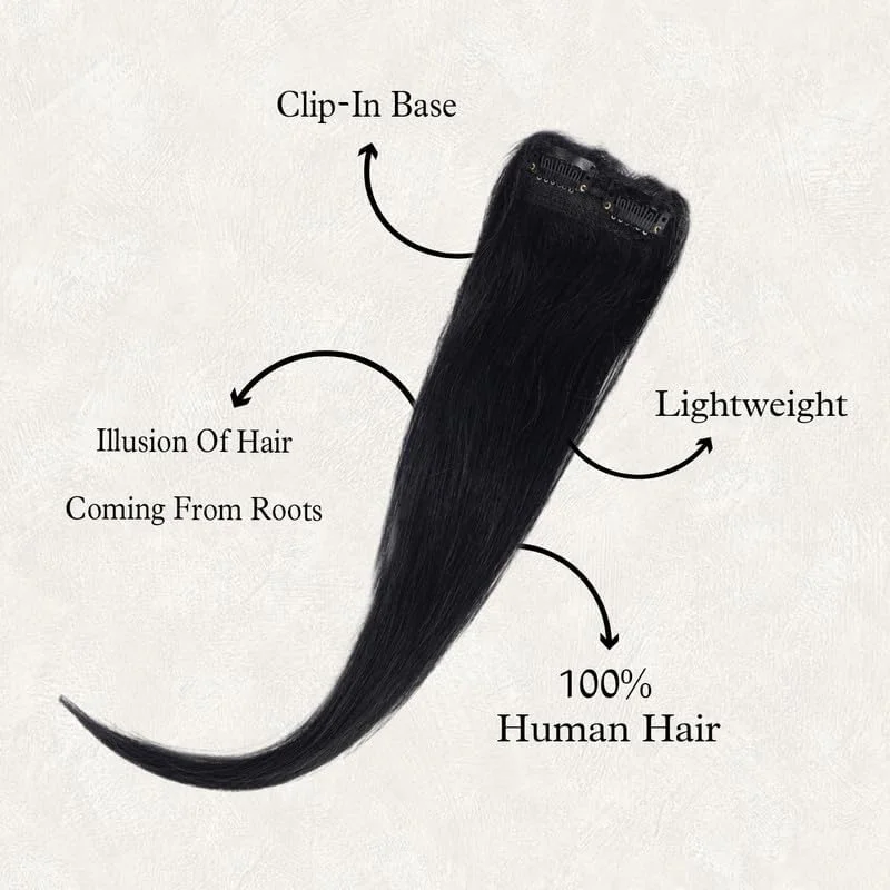 اکستنشن موی نامرئی یک تکه جانبی زنانه با موی طبیعی ریمی مشکی بلند 12 اینچی برای ظاهری طبیعی