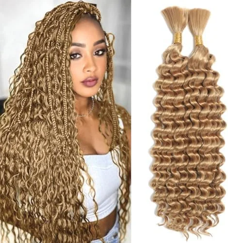 موهای بافت انسانی موج عمیق KOWVOWZ، بسته موی فله ای خیس و موج دار، موی بکر برزیلی برای بافت های ریز، بافت موی فله ای عمیق (45 سانتی متر)