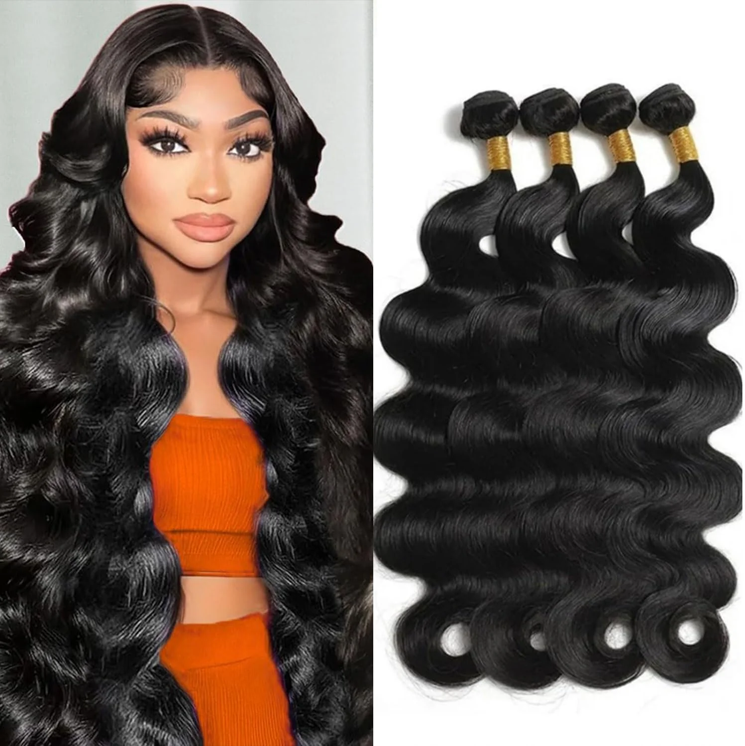 بسته موی طبیعی لمییلی 12A مدل Body Wave، 4 بسته موی طبیعی 20 22 24 26 اینچ، 100% موی بکر برزیلی فرآوری نشده، بافت سریع، اکستنشن موی طبیعی موج دار برای زنان، مشکی طبیعی