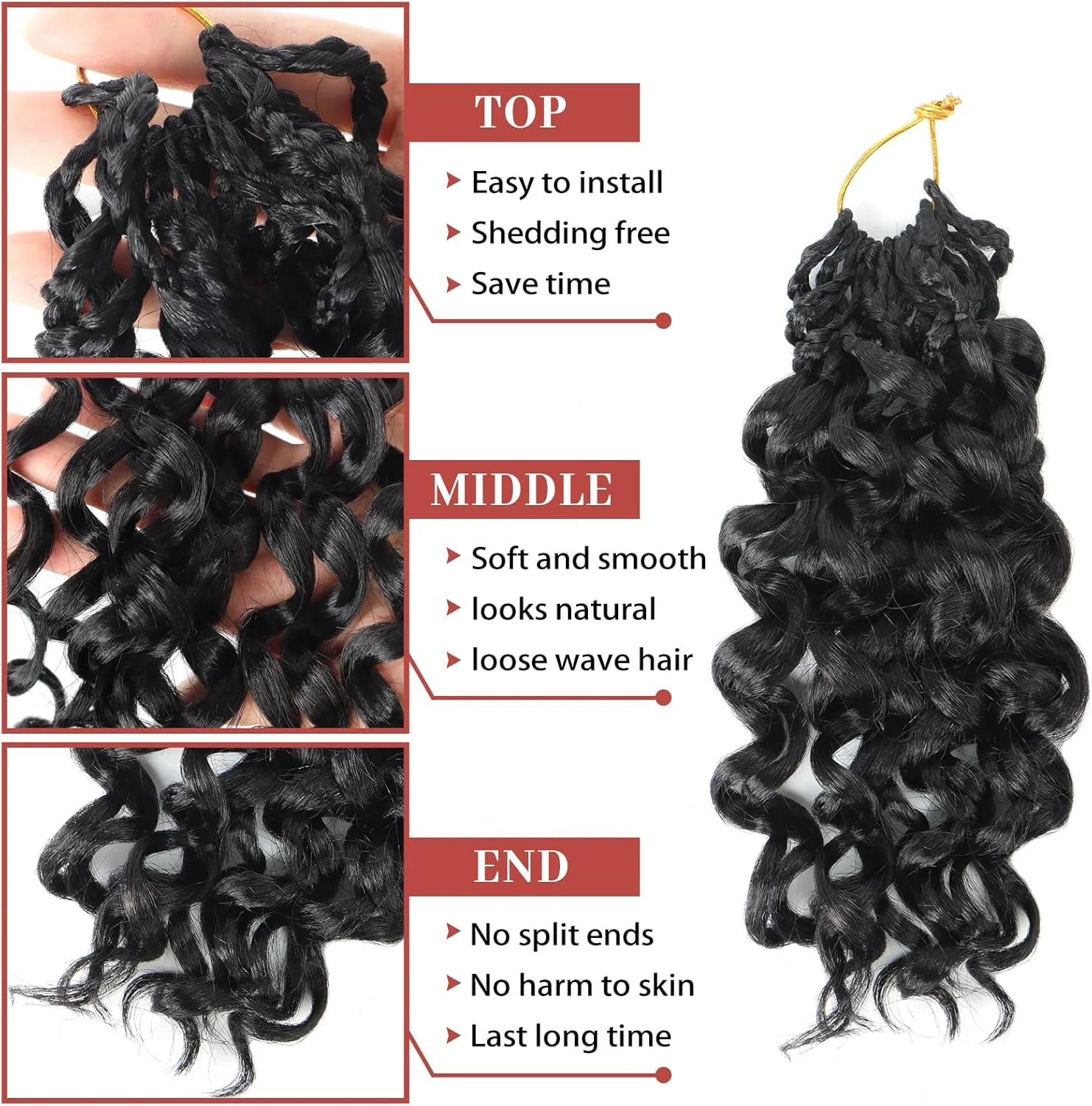 اکستنشن موی بافت کروشه فر LianLian GoGo Curl، 12 اینچ، 8 بسته، بافت کروشه موج دار، بافت موی کروشه از قبل حلقه شده، اکستنشن موی کروشه موج اقیانوسی