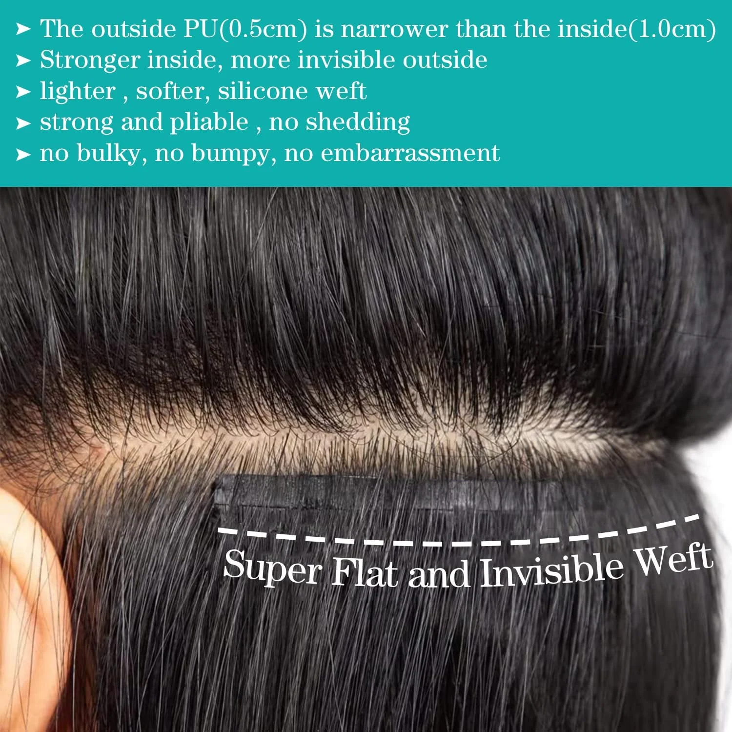 اکستنشن مو گیره ای یکپارچه، بافت بدنه، گیره های موی طبیعی انسان، 7 تکه با 16 گیره 110 گرم (مشکی طبیعی، 45 سانتی متر)