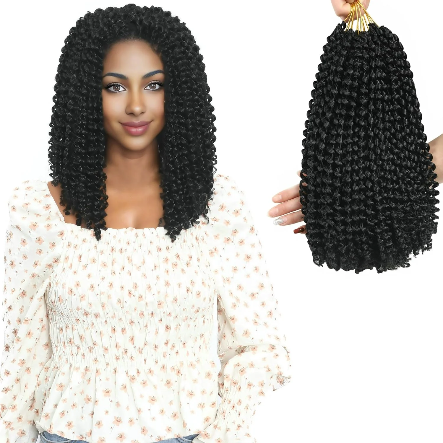 موهای بافتنی مدل Passion Twist LOHXINHAIR، 12 اینچ، 7 بسته، مشکی، حالت موج‌دار