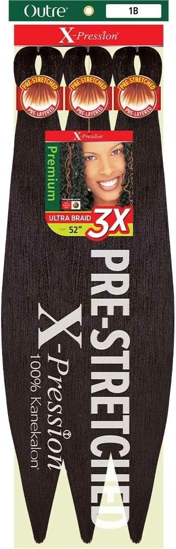 بسته های چندتایی Outre! بافت موی مصنوعی X-Pression Kanekalon 3X بافت از قبل کشیده شده 52 اینچ (1 بسته، 1B)