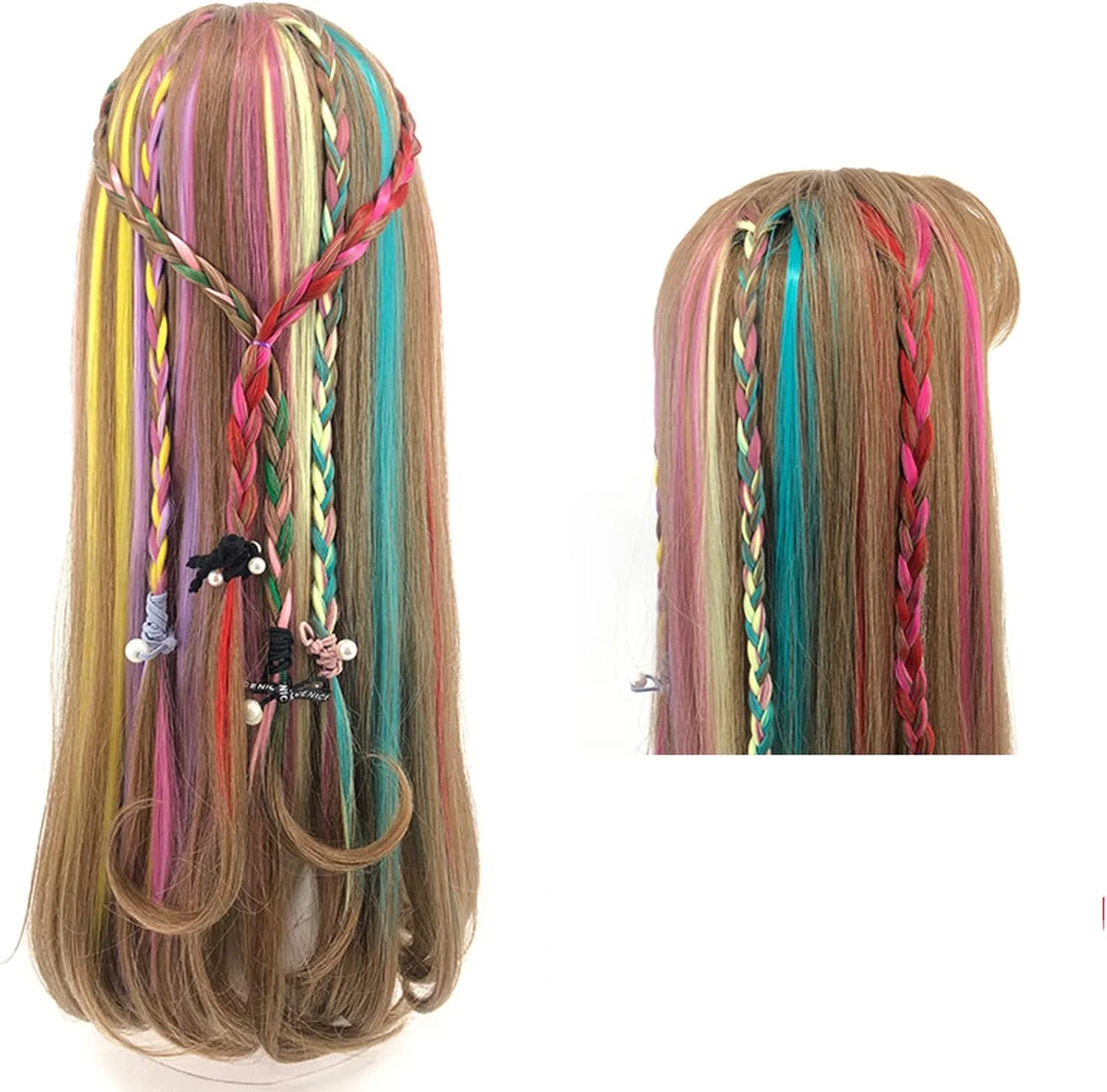 پپیسکی 35 تکه اکستنشن مو گیره دار رنگی 50 سانتی متری، اکستنشن موی صاف رنگارنگ با گیره برای زنان و کودکان، هایلایت های چند رنگ مهمانی، تکه موی مصنوعی رنگین کمانی فوق العاده