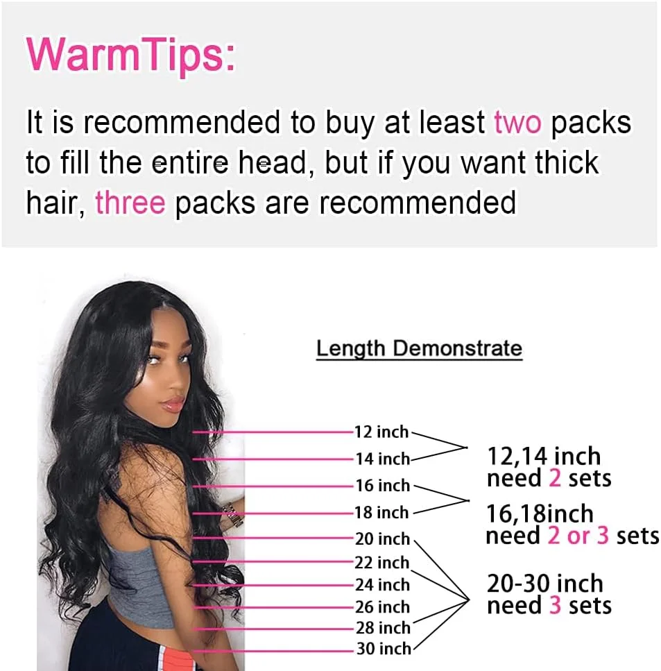 اکستنشن مو گیره ای برزیلی موج دار 8 تکه موی انسان ریمی با 18 گیره 120 گرم (14 اینچ، مشکی طبیعی) برای خانم های سبزه