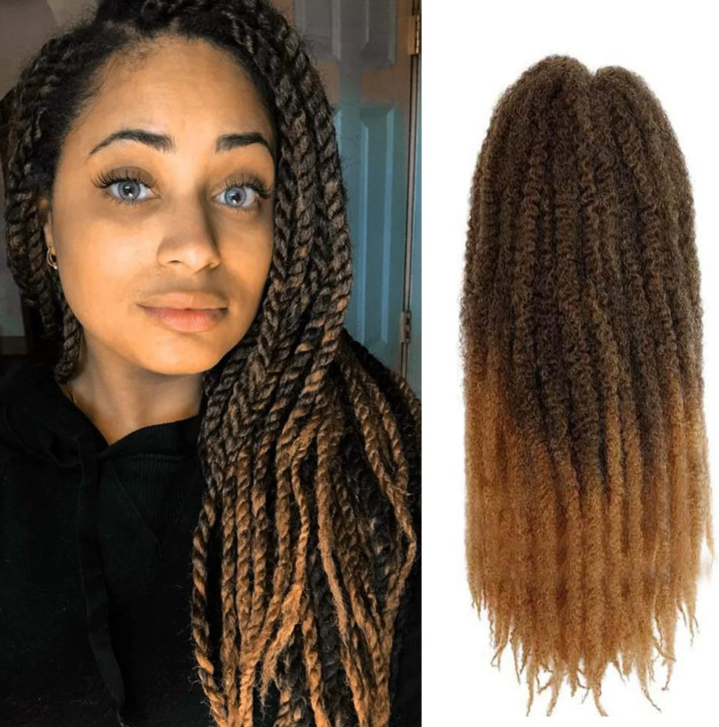 مو بافت آفریقایی مارلی ROKTRESS، 45 سانتی متر، 6 بسته، مناسب برای بافت مو، بافت پیچ فنری، بافت پروانه ای، موی بافت مصنوعی مارلی (45 سانتی متر، T27)